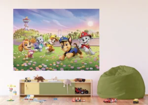 Fototapeta na zed' Tlapková patrola Štěňata na květinovém poli | 252 x 182 cm | FTDXL 2063 - Obrázek 3