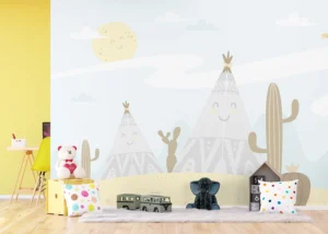 Dětská fototapeta Veselá Týpí | Vliesová fototapeta na zed' | 375 x 270 cm | FTNS 1268