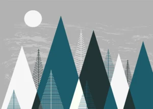 Dětská fototapeta Špičaté Hory a Měsíc | Vliesová fototapeta na zed' | 375 x 270 cm | FTNS 1270 - Obrázek 2