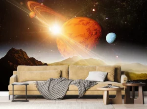 Fototapeta Zářivý Saturn | Vliesová fototapeta na zed' | 375 x 270 cm | FTNS 1283