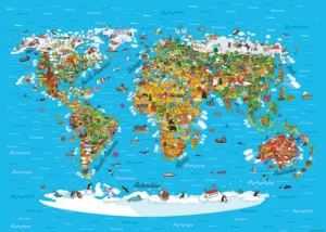 Dětská fototapeta Dětská Mapa Světa | Výroba | 375 x 270 cm | FTNS 2441 - Obrázek 2