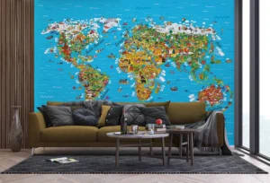 Dětská fototapeta Dětská Mapa Světa | Výroba | 375 x 270 cm | FTNS 2441 - Obrázek 3