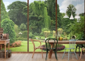 Wall Mural Window to Garden, Premium Non-woven Wallpaper, 375 x 270 cm, FTNS 2456