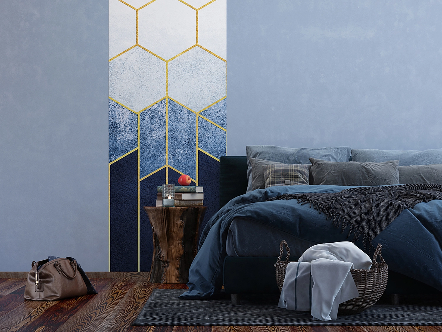 FTNVL_3725_INTERIOR-1.webp Wall Mural Blue Hexagons, 90 x 270 cm, FTNVL 3725