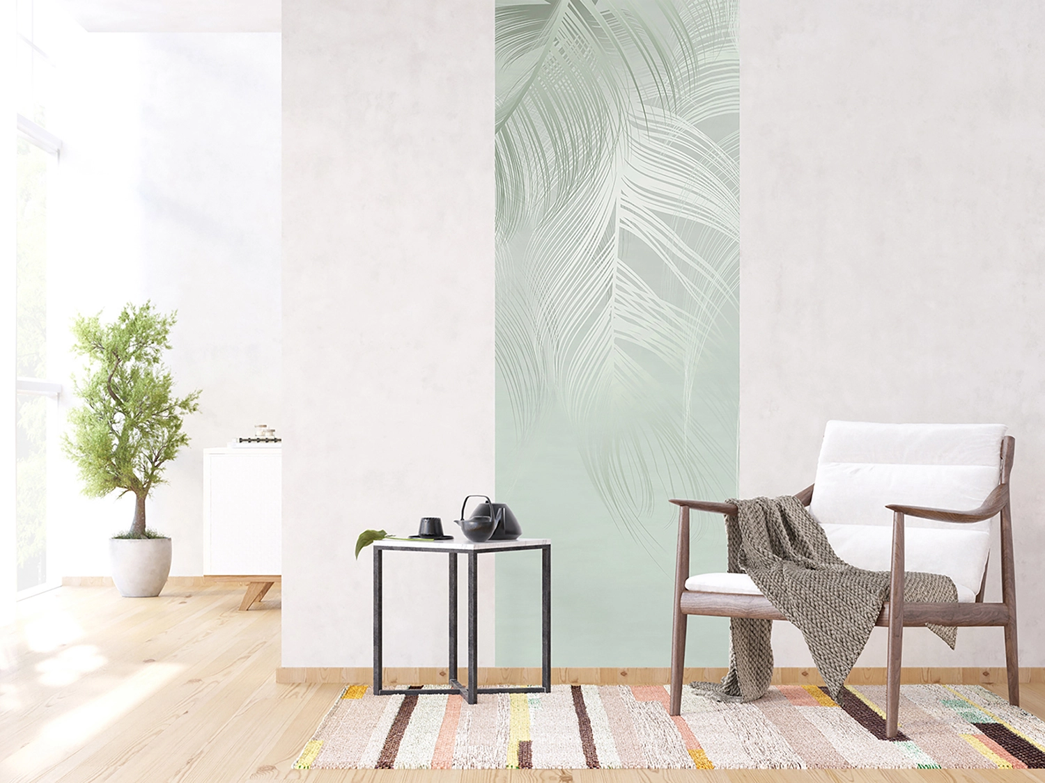 FTNVL_3727_INTERIOR-1.webp Wall Mural Green Feather, 90 x 270 cm, FTNVL 3727
