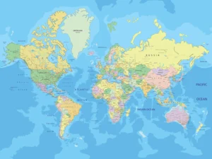 Fototapeta Politická Mapa Světa | Vliesová fototapeta na zed' | 375 x 270 cm | FTNXXL 2495 - Obrázek 2