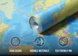 Wall Mural World Map, 375 x 270 cm, FTNXXL 2495 - Image 5