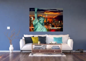 Vliesová fototapeta na zed' Socha Svobody při Západu Slunce | 155 x 110 cm | FTNM 2612