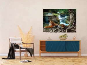 Vliesová fototapeta na zed' Tygr u Vodopádů | 155 x 110 cm | FTNM 2652 - Obrázek 3