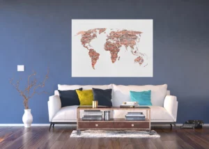 Vliesová fototapeta na zed' Cihlová Mapa Světa | 155 x 110 cm | FTNM 2695