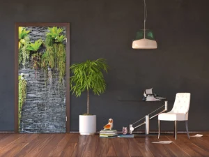 Vliesová fototapeta na zed' Zarostlá Břidlicová Zeď | 202 x 90 cm | FTNV 2889