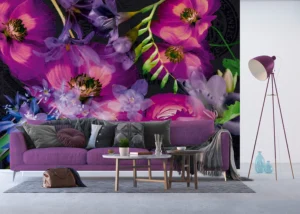 Wall Mural Violet Flowers, Premium Non-woven Wallpaper, 360 x 270 cm, FTNXXL 0389