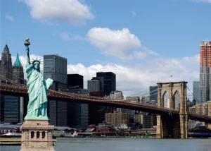 Fototapeta Brooklynský Most a Socha Svobody | Vliesová fototapeta na zed' | 375 x 270 cm | FTNXXL 0426 - Obrázek 2