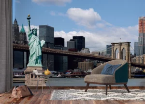 Fototapeta Brooklynský Most a Socha Svobody | Vliesová fototapeta na zed' | 375 x 270 cm | FTNXXL 0426 - Obrázek 4