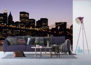 Wall Mural Night City View, Premium Non-woven Wallpaper, 360 x 270 cm, FTNXXL 0459