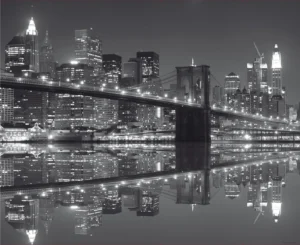 Wall Mural Brooklyn Bridge Night Sight, Premium Non-woven Wallpaper, 360 x 270 cm, FTNXXL 0471 - Image 2
