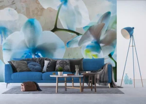 Wall Mural Blue Flowers, Premium Non-woven Wallpaper, 360 x 270 cm, FTNXXL 1144