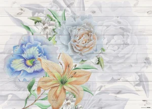 Wall Mural Flowers on Planks, Premium Non-woven Wallpaper, 360 x 270 cm, FTNXXL 1218 - Image 2