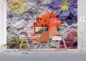 Wall Mural Flowers on Crumpled Paper, 375 x 270 cm, FTNXXL 1223 - Image 5