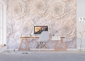 Fototapeta Sádrový Basreliéf Růže | Vliesová fototapeta na zed' | 375 x 270 cm | FTNXXL 1226 - Obrázek 3