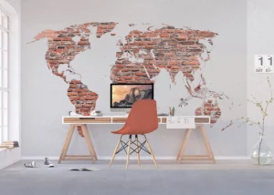 Fototapeta Cihlová Mapa Světa | Vliesová fototapeta na zed' | 360 x 270 cm | FTNXXL 1240 - Obrázek 3