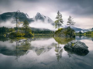 Fototapeta Jezero u Hory Hochkalter | Vliesová fototapeta na zed' | 375 x 270 cm | FTNXXL 3013 - Obrázek 2