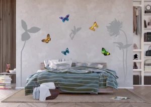 Samolepka na zeď Motýly na Šedých Květinách | 65 x 85 cm | F 0405 - Obrázek 2