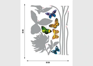 Samolepka na zeď Motýly na Šedých Květinách | 65 x 85 cm | F 0405 - Obrázek 5