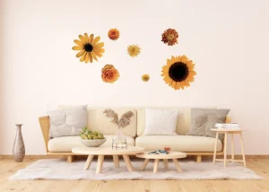 Samolepka na zeď Žluté Květy a Slunečnice | 65 x 85 cm | F 0408 - Obrázek 4