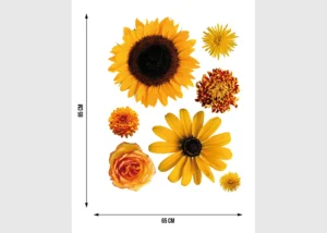 Samolepka na zeď Žluté Květy a Slunečnice | 65 x 85 cm | F 0408 - Obrázek 5