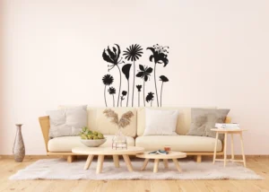 Samolepka na zeď Květiny s Vysokými Stonky v Černé Barvě | 65 x 85 cm | F 0441 - Obrázek 4