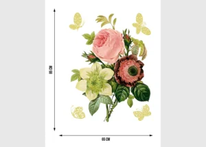 Samolepka na zeď Francouzská Růže a Zlaté Motýly | 65 x 85 cm | F 0456 - Obrázek 4