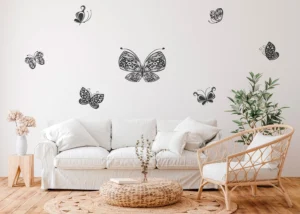 Samolepka na zeď Černé Kreslené Motýly | 65 x 85 cm | F 0459 - Obrázek 2