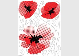 Wall Stickers Red Poppies | 65 x 85 cm | F 0471
