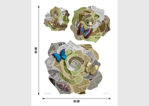 Samolepka na zeď Papírové Květiny z Kašírovací Hmoty | 65 x 85 cm | FL 1019 - Obrázek 3