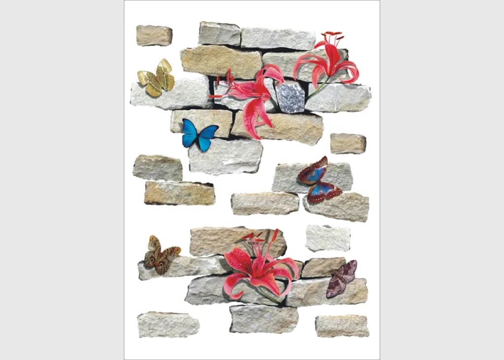 Wall Stickers Bricks and Flowers, 65 x 85 cm, F 1021