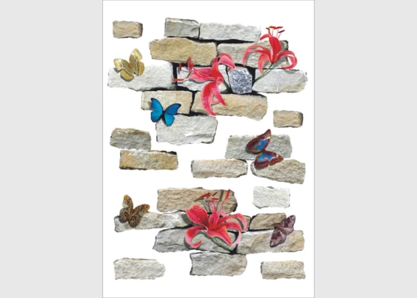 Wall Stickers Bricks and Flowers, 65 x 85 cm, F 1021