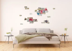 Samolepka na zeď Cihle a Květiny | 65 x 85 cm | F 1021 - Obrázek 2