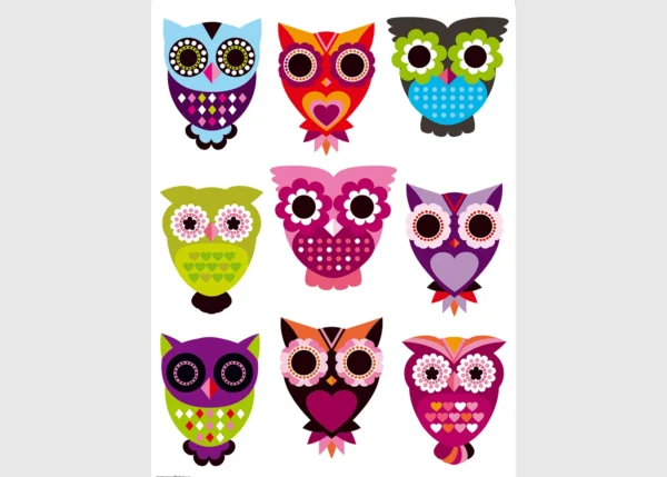 Wall Stickers Owls, 65 x 85 cm, K 1022