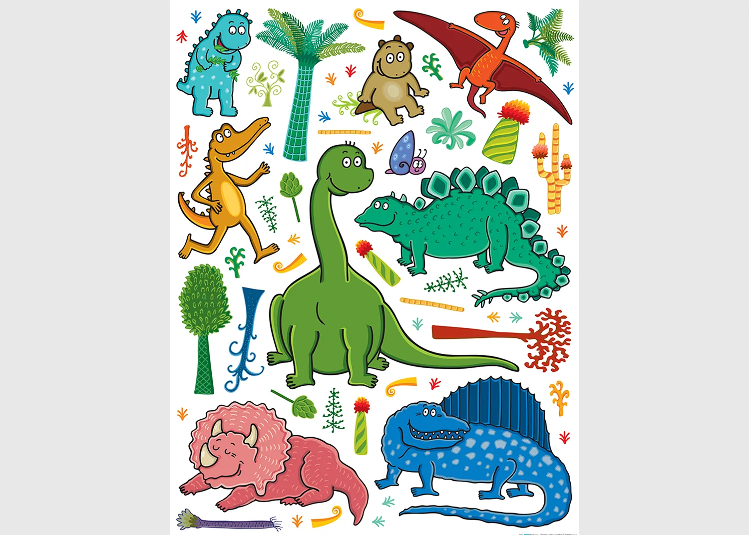 K_1048-1-1.webp Dětská samolepka na zeď Dinosauři | 65 x 85 cm | DK 1048 - Obrázek 1