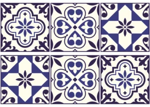 Wall Stickers Blue Tiles Pattern, 42,5 x 65 cm, SM 3448