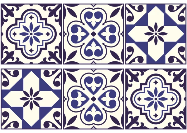 Wall Stickers Blue Tiles Pattern, 42,5 x 65 cm, SM 3448