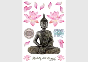 Samolepka na zeď 3D Meditující Buddha | 42.5 x 65 cm | SM 3461