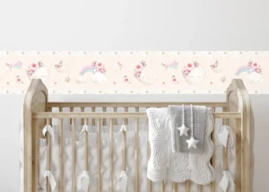 Dětská samolepící bordura na zeď Béžový Akvarelový Měsíc | 5 m x 13.8 cm | WBD 8045 - Obrázek 2