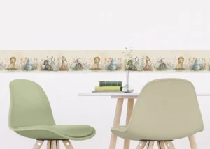 Dětská samolepící bordura na zeď Roztomilá Akvarelová Zvířata | 5 m x 13.8 cm | WBD 8467 - Obrázek 2