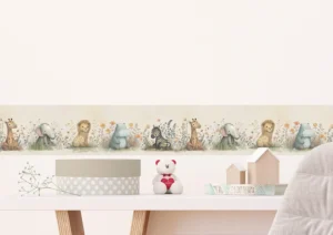 Dětská samolepící bordura na zeď Roztomilá Akvarelová Zvířata | 5 m x 13.8 cm | WBD 8467 - Obrázek 5