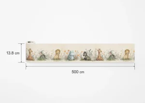 Dětská samolepící bordura na zeď Roztomilá Akvarelová Zvířata | 5 m x 13.8 cm | WBD 8467 - Obrázek 6
