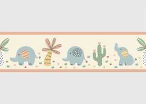 Dětská samolepící bordura na zeď Broskvoví Sloni | 5 m x 13.8 cm | WBD 8503