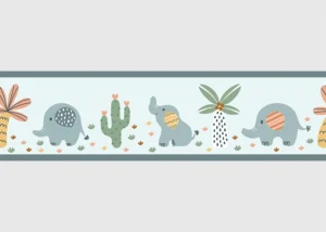 Wall Border Blue Elephants | 5 m x 13.8 cm | WBD 8505
