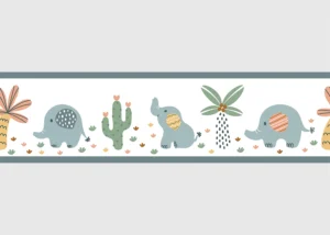 Wall Border White Elephants | 5 m x 13.8 cm | WBD 8507